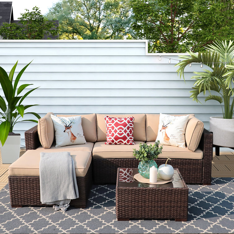 Latitude Run® Aisen Wicker/Rattan 4 Person Seating Group with